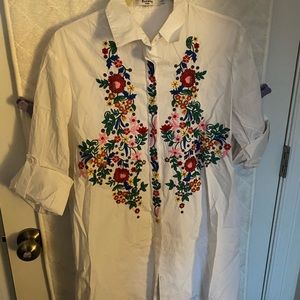 Floral Embroidery Shirt